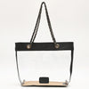 ADBG1238 American Darling Western Clear Tote Bag with Hand-Tooled Leather Trim - Genuine Leather Stadium-Approved Tote