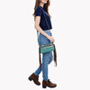 ADBG1241 American Darling Western Crossbody Handbag with Fringe - Crocodile Embossed Genuine Leather Purse