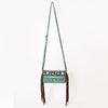 ADBG1241 American Darling Western Crossbody Handbag with Fringe - Crocodile Embossed Genuine Leather Purse