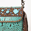 ADBG1241 American Darling Western Crossbody Handbag with Fringe - Crocodile Embossed Genuine Leather Purse