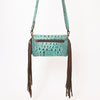 ADBG1241 American Darling Western Crossbody Handbag with Fringe - Crocodile Embossed Genuine Leather Purse