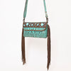 ADBG1241 American Darling Western Crossbody Handbag with Fringe - Crocodile Embossed Genuine Leather Purse