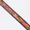 LC-ADBLF167 Handtooled Leather Belt - Pink Roses & Calla Lilies on Red-Bordered Natural Leather