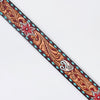LC-ADBLF170 Handtooled Leather Western Belt - Red Floral & Turquoise Diamond Inlay