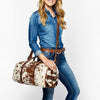ADBG1245 American Darling Western Hair-On Cowhide Leather Travel Duffle Bag With Wheels
