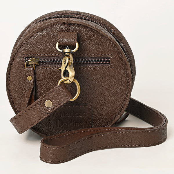 ADBGA426 American Darling Handcrafted Tooled Leather Floral Canteen Crossbody Bag