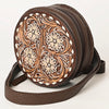 ADBGA426 American Darling Handcrafted Tooled Leather Floral Canteen Crossbody Bag