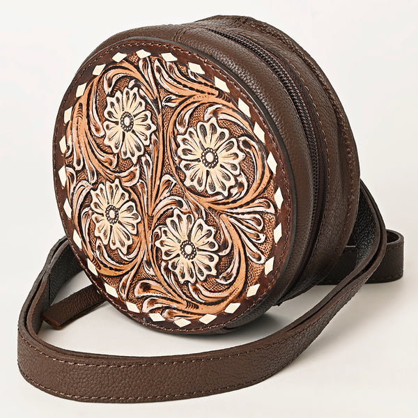 ADBGA426 American Darling Handcrafted Tooled Leather Floral Canteen Crossbody Bag