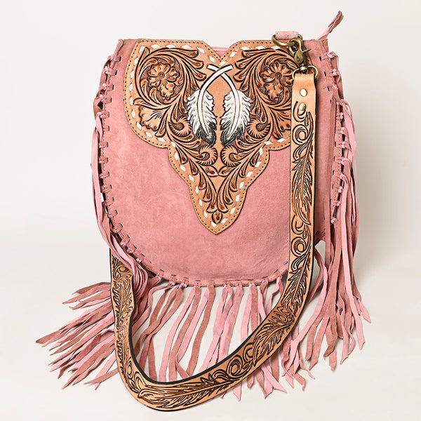 ADBGA431 American Darling Suede Fringe Hand Tooled Leather Large Cross body Bag