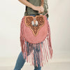 ADBGA431 American Darling Suede Fringe Hand Tooled Leather Large Cross body Bag