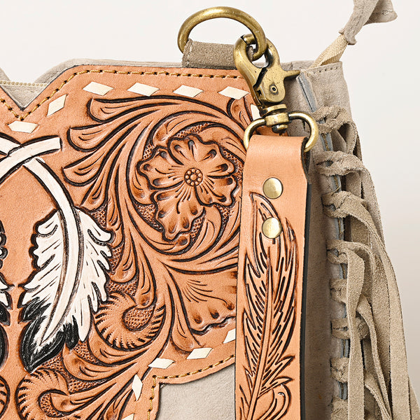 ADBGA431 American Darling Suede Fringe Hand Tooled Leather Large Cross body Bag