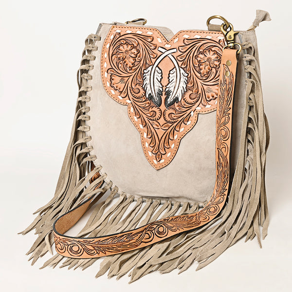 ADBGA431 American Darling Suede Fringe Hand Tooled Leather Large Cross body Bag