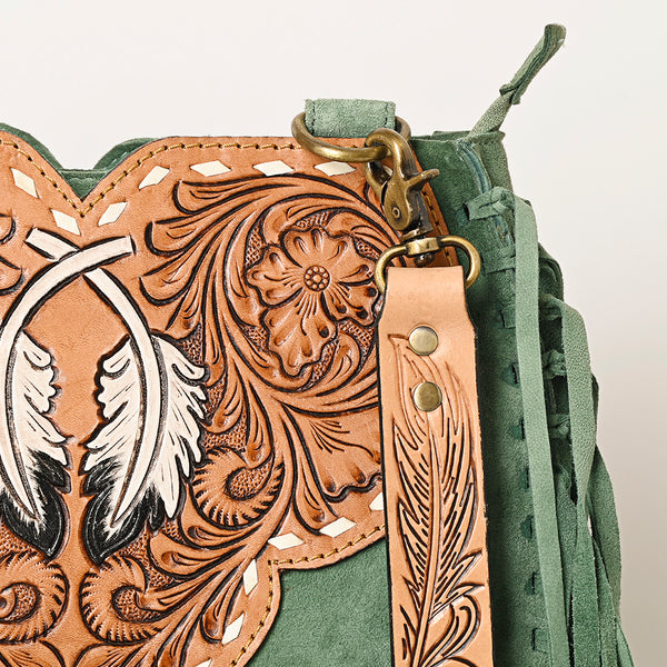 ADBGA431 American Darling Suede Fringe Hand Tooled Leather Large Cross body Bag