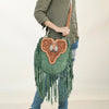 ADBGA431 American Darling Suede Fringe Hand Tooled Leather Large Cross body Bag