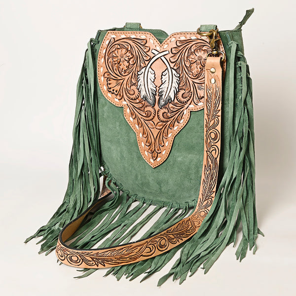 ADBGA431 American Darling Suede Fringe Hand Tooled Leather Large Cross body Bag