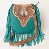 ADBGA431 American Darling Suede Fringe Hand Tooled Leather Large Cross body Bag