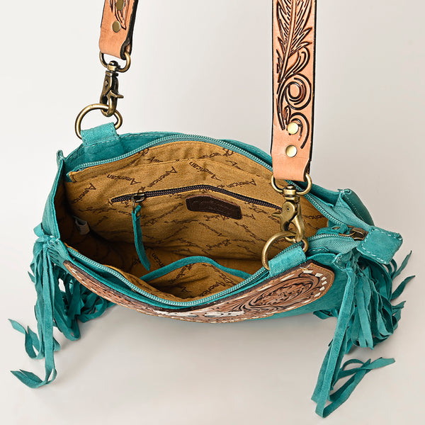 ADBGA431 American Darling Suede Fringe Hand Tooled Leather Large Cross body Bag
