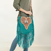 ADBGA431 American Darling Suede Fringe Hand Tooled Leather Large Cross body Bag