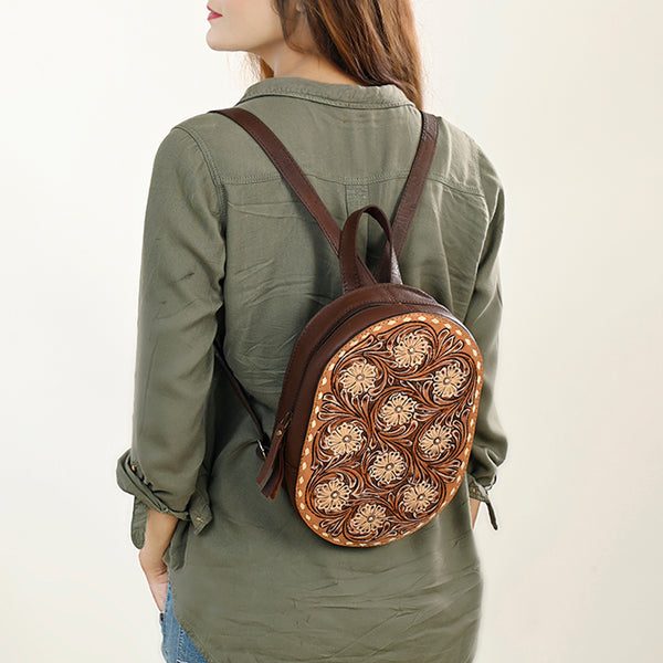 ADBGA432 American Darling Hand Tooled Floral Carved Leather Sling Bag Western Purse