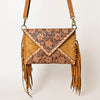 ADBGA434 American Darling Genuine Suede Leather Hand Tooled Fringe Envelope Western Bag
