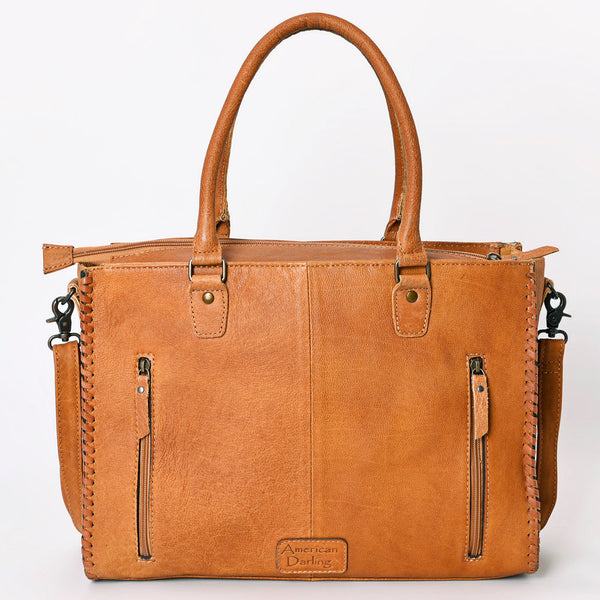 ADBG235 American Darling Western Leather Tote Bag - Hand Tooled Floral Carved Braided Purse
