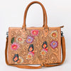 ADBG235 American Darling Western Leather Tote Bag - Hand Tooled Floral Carved Braided Purse