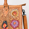 ADBG235 American Darling Western Leather Tote Bag - Hand Tooled Floral Carved Braided Purse