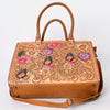 ADBG235 American Darling Western Leather Tote Bag - Hand Tooled Floral Carved Braided Purse