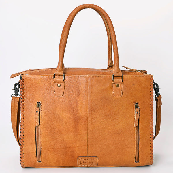 ADBG235 American Darling Western Leather Tote Bag - Hand Tooled Floral Carved Braided Purse