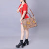 ADBG235 American Darling Western Leather Tote Bag - Hand Tooled Floral Carved Braided Purse