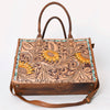 ADBG235 American Darling Western Leather Tote Bag - Hand Tooled Floral Carved Braided Purse