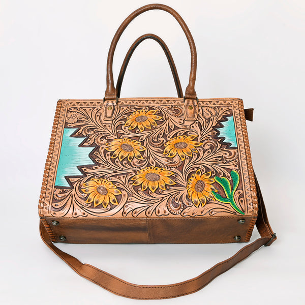ADBG235 American Darling Western Leather Tote Bag - Hand Tooled Floral Carved Braided Purse