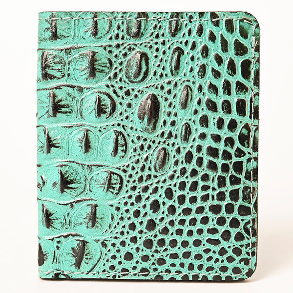 ADBG1248 American Darling Western Genuine Leather Crocodile Embossed Wallet Bag -Compact Women Handmade Wallet