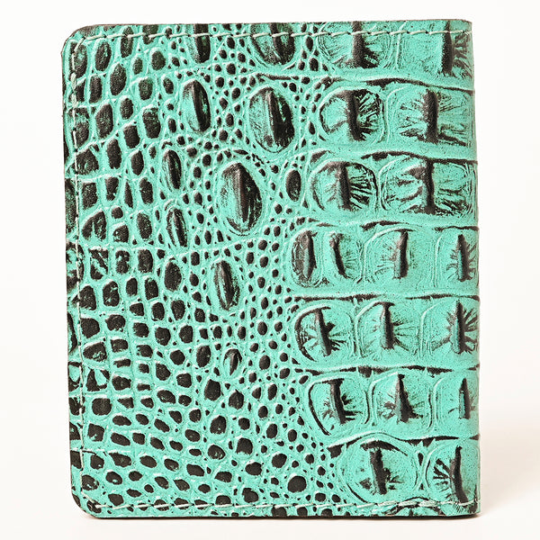 ADBG1248 American Darling Western Genuine Leather Crocodile Embossed Wallet Bag -Compact Women Handmade Wallet