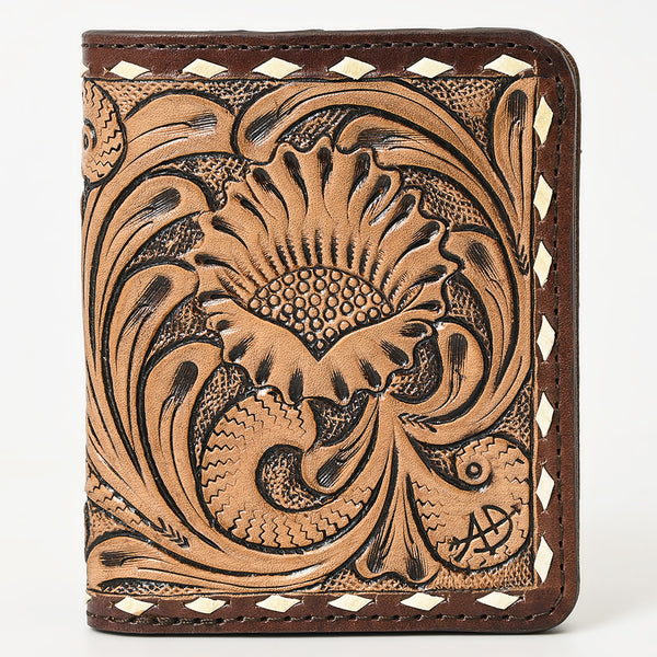 ADBG1249 American Darling Hand-Tooled Western Leather Wallet Bag -Floral Carved Genuine Leather Women Wallet