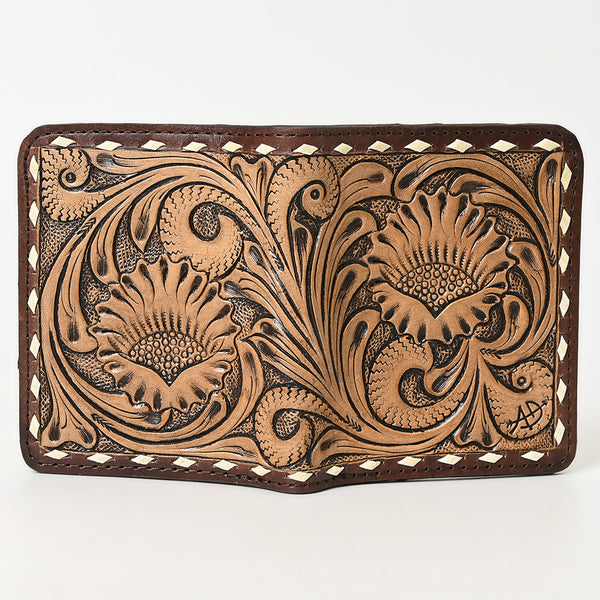 ADBG1249 American Darling Hand-Tooled Western Leather Wallet Bag -Floral Carved Genuine Leather Women Wallet