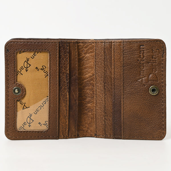 ADBG1249 American Darling Hand-Tooled Western Leather Wallet Bag -Floral Carved Genuine Leather Women Wallet