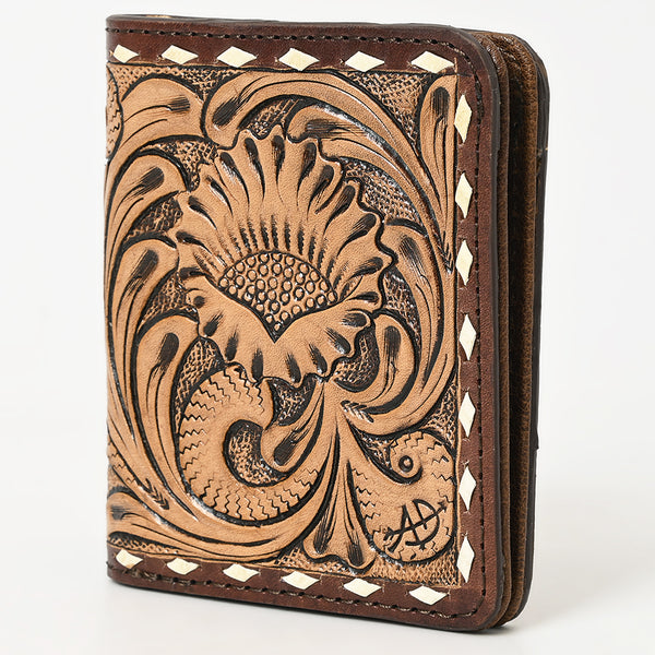 ADBG1249 American Darling Hand-Tooled Western Leather Wallet Bag -Floral Carved Genuine Leather Women Wallet