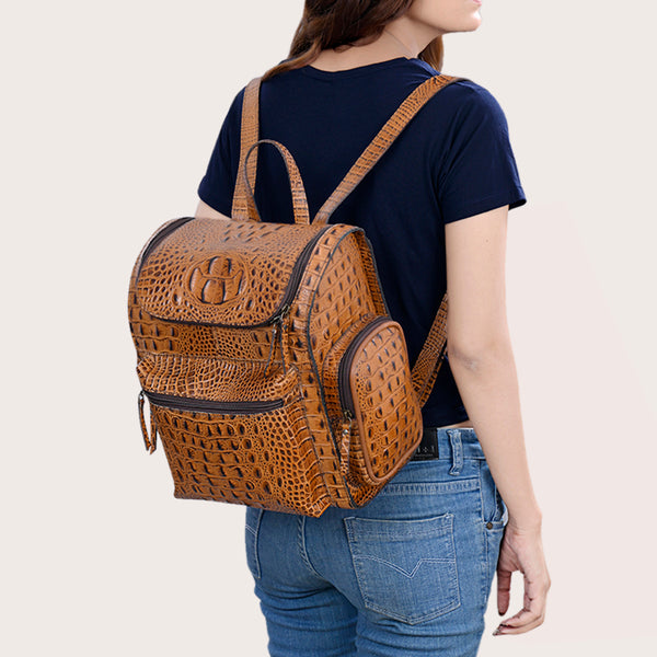 ADBG1250 American Darling Crocodile Embossed Leather Backpack -Western Travel Bag