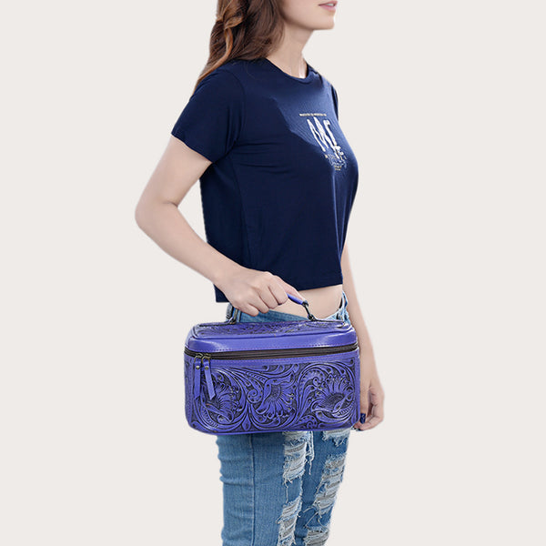 ADBG1251 American Darling Hand Tooled Leather Jewelry Case -Western Travel Bag