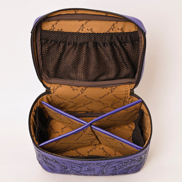 ADBG1251 American Darling Hand Tooled Leather Jewelry Case -Western Travel Bag