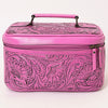 ADBG1251 American Darling Hand Tooled Leather Jewelry Case -Pink Western Travel Bag