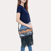 ADBG1256 American Darling Hand-Tooled Leather Clear Western Crossbody Bag with Fringe - Genuine Leather