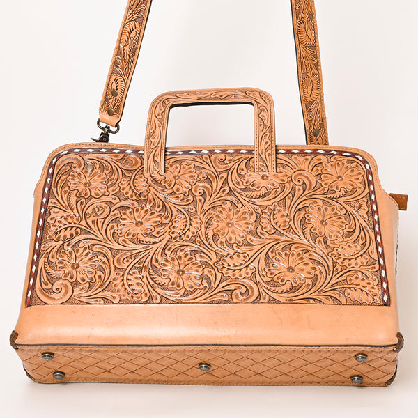 ADBG1259 American Darling Hand-Tooled Genuine Leather Western Briefcase Bag - Floral Carved Artisan Handbag