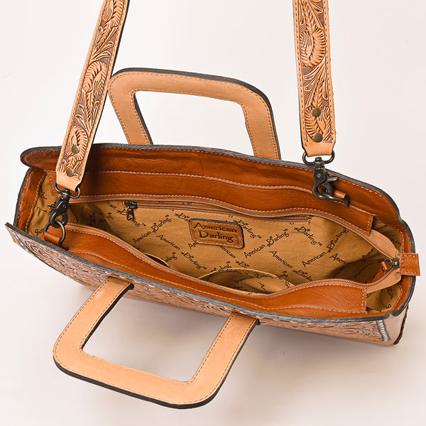 ADBG1259 American Darling Hand-Tooled Genuine Leather Western Briefcase Bag - Floral Carved Artisan Handbag