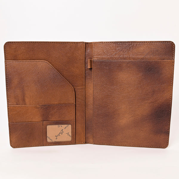 ADBG1266 American Darling Hand-Tooled Genuine Leather Western Portfolio Bag - Floral Carved Document Case
