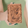 ADBG1268 American Darling Hand-Tooled Genuine Leather Western Trifold Wallet - Floral Carved Artisan Wallet