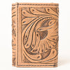 ADBG1268 American Darling Hand-Tooled Genuine Leather Western Trifold Wallet - Floral Carved Artisan Wallet