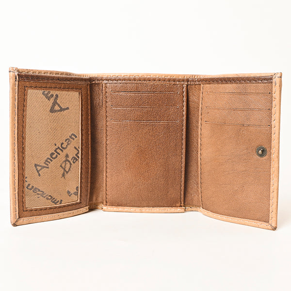 ADBG1268 American Darling Hand-Tooled Genuine Leather Western Trifold Wallet - Floral Carved Artisan Wallet