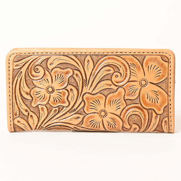 ADBG1269 American Darling Hand-Tooled Genuine Leather Western Wallet Handbag - Floral Carved Women Wallet
